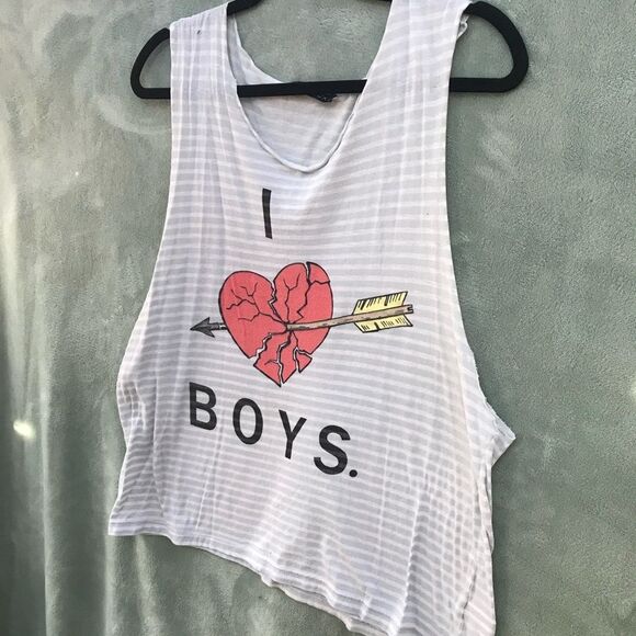 Wildfox "I ❤️ Boys" Striped Tank Top - Picture 6 of 9